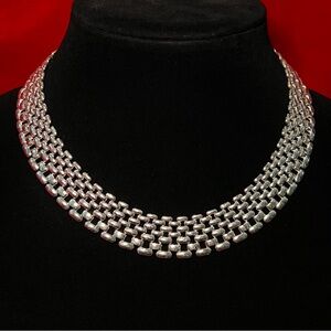 Napier Silver Tone Panther Link Necklace